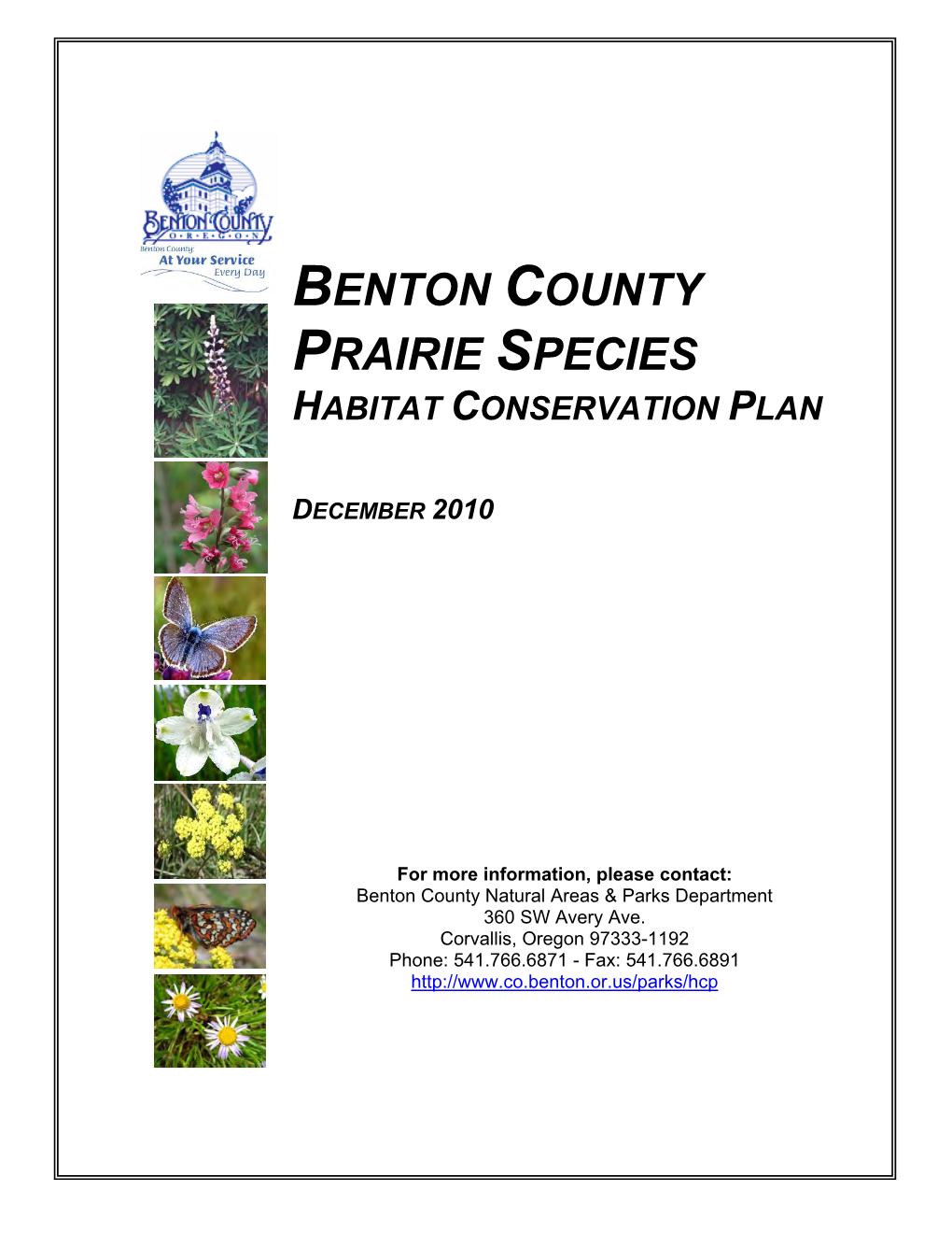 Benton County Prairie Species Habitat Conservation Plan