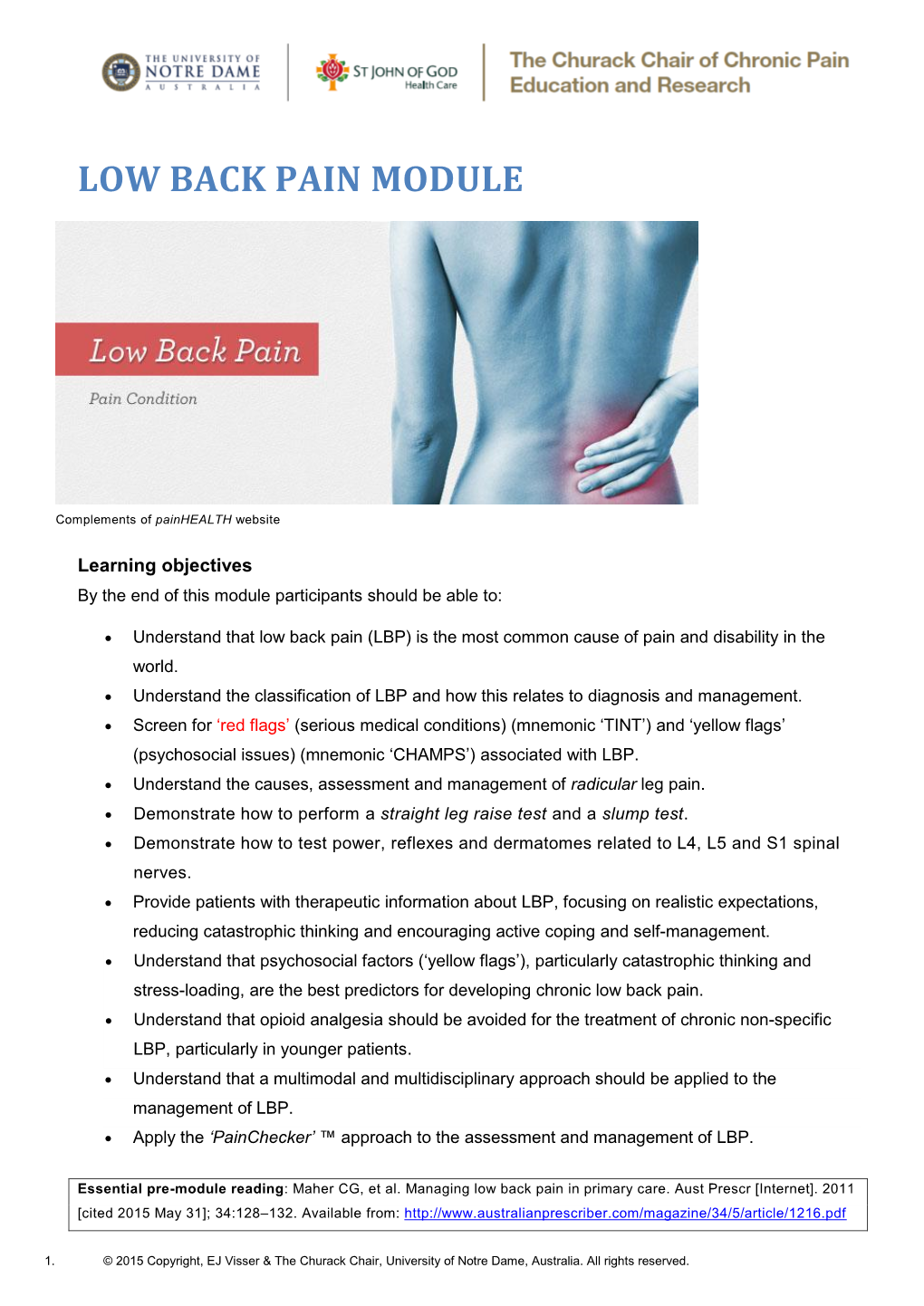 Low Back Pain Module
