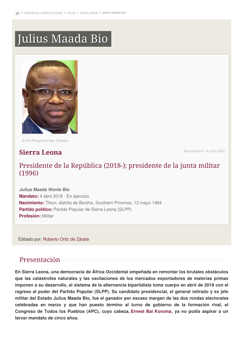 Sierra Leona » Julius Maada Bio