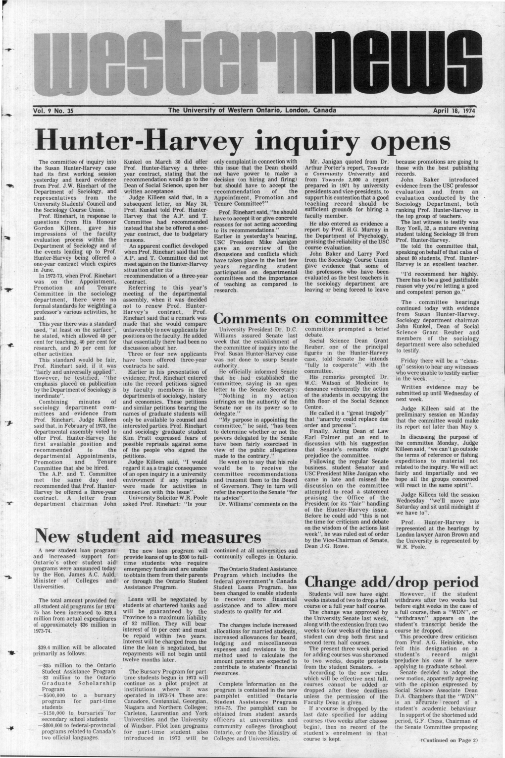 Hunter-Harvey Inquiry Opens the Committee of Inquiry Into Kunkel on March 30 Did Offer Only Complaint in Connection with Mr