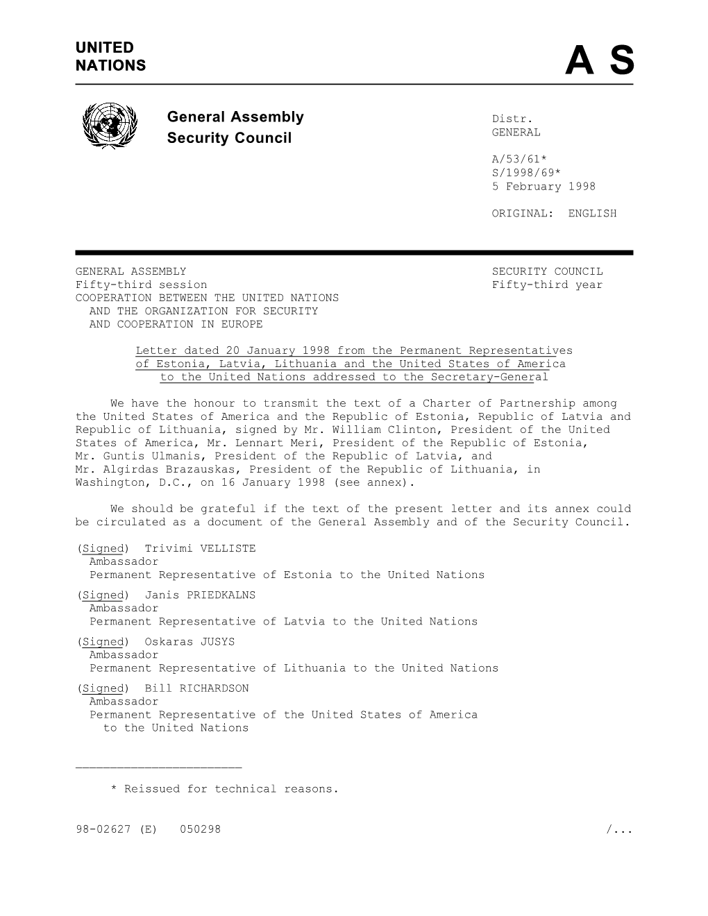 UNITED NATIONS General Assembly Security Council