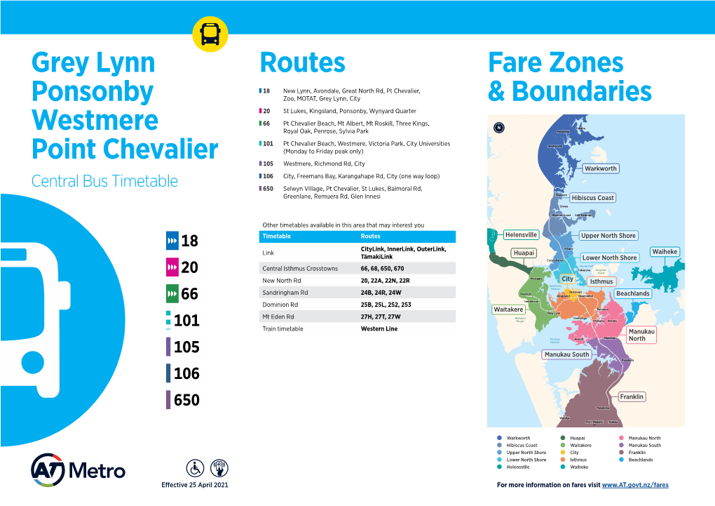 Routes Grey Lynn Ponsonby Westmere Point Chevalier Fare