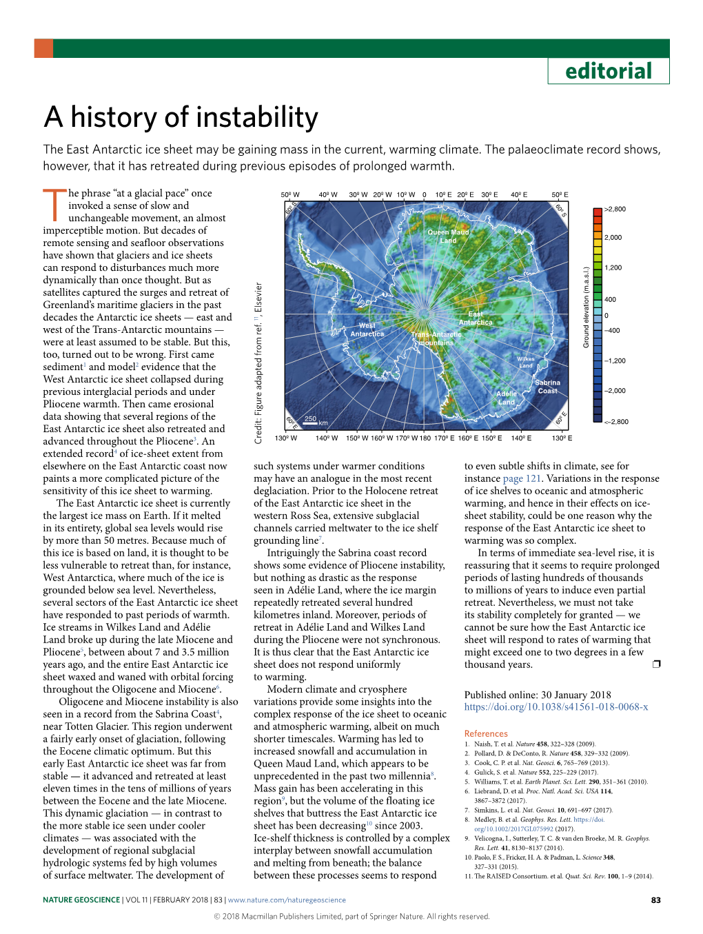 A History of Instability the East Antarctic Ice Sheet May Be Gaining Mass in the Current, Warming Climate