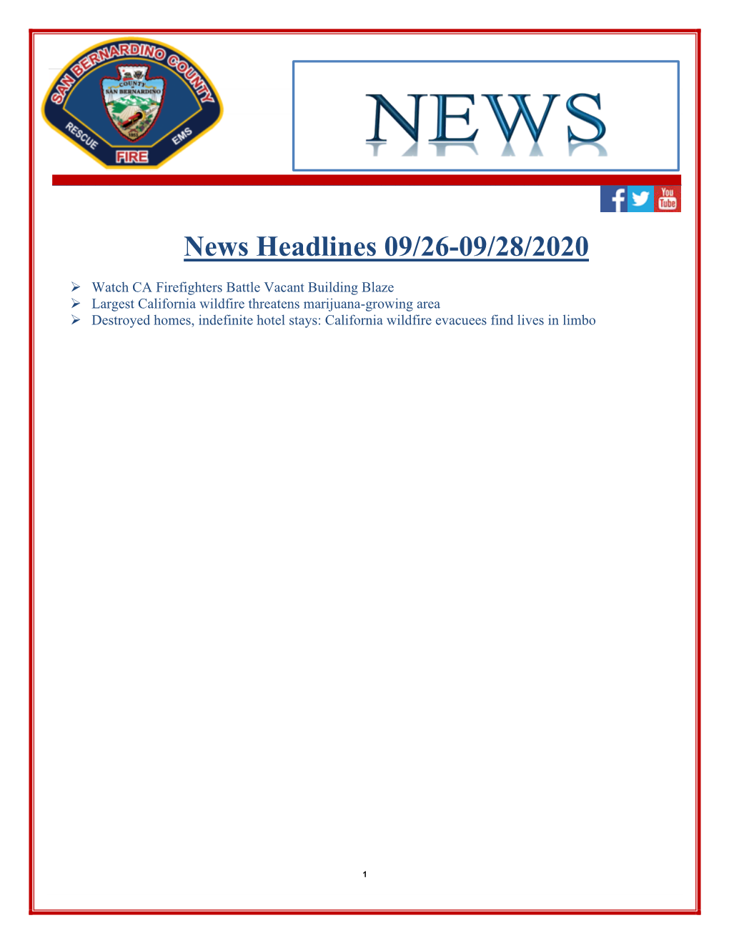 News Headlines 09/26-09/28/2020