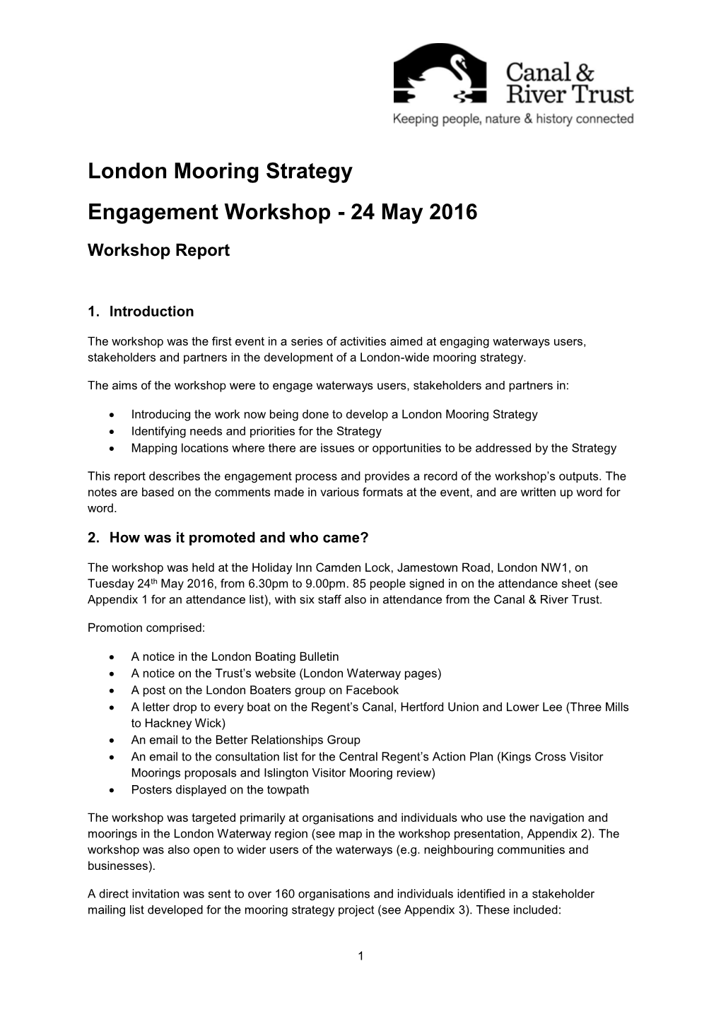 London Mooring Strategy Engagement Workshop - 24 May 2016