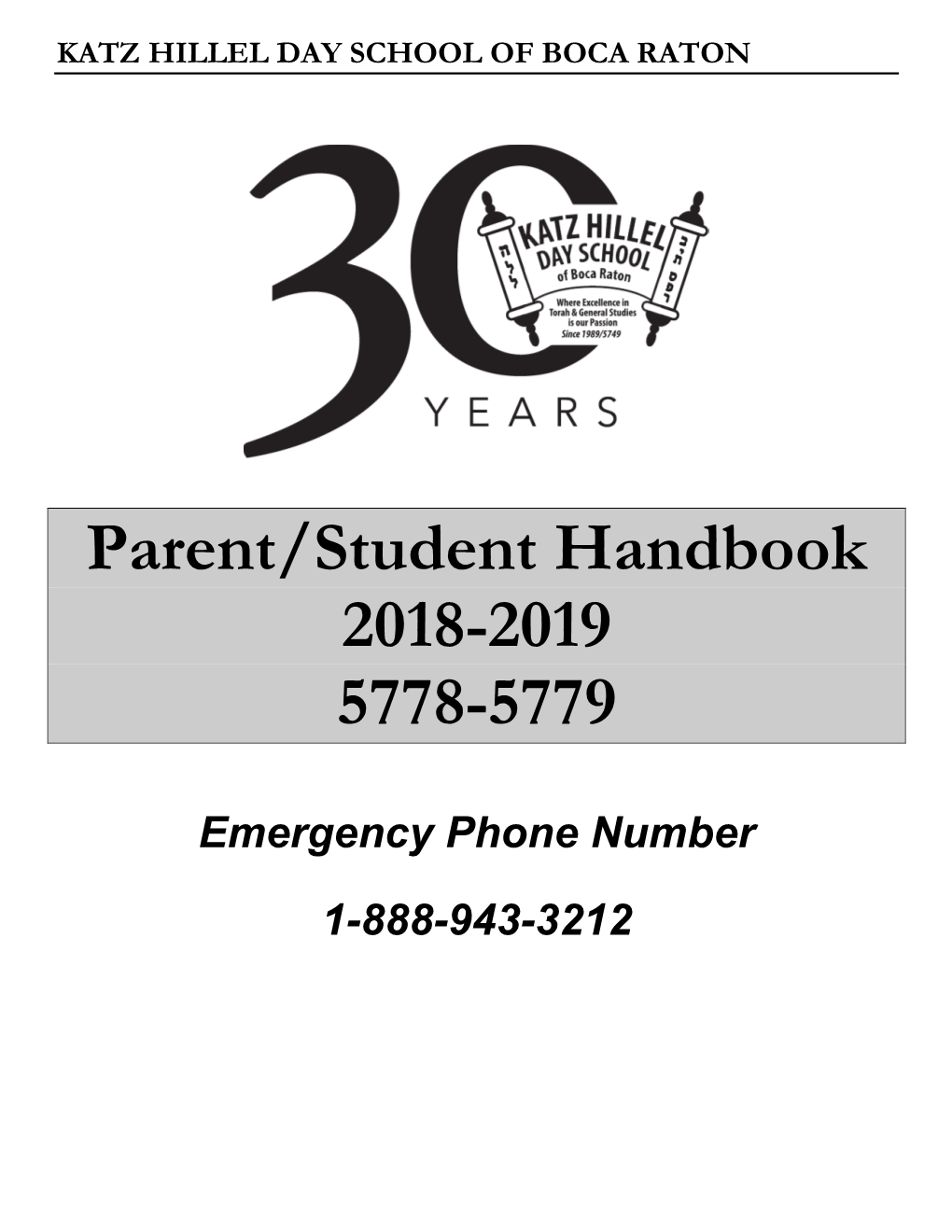 Parent/Student Handbook 2018-2019 5778-5779