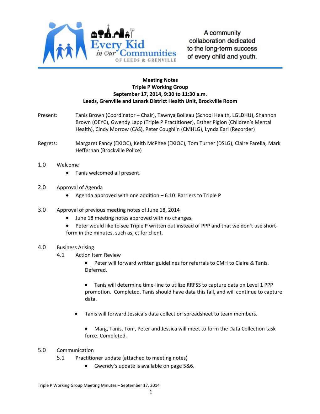 Triple P Implementation Working Group