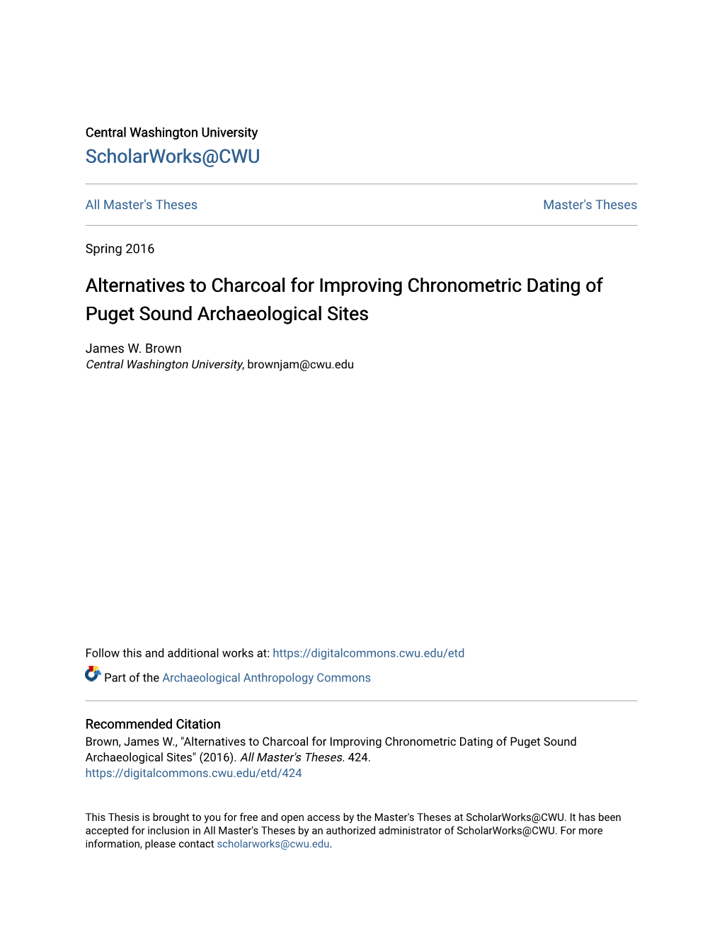 Alternatives to Charcoal for Improving Chronometric Dating of Puget Sound Archaeological Sites