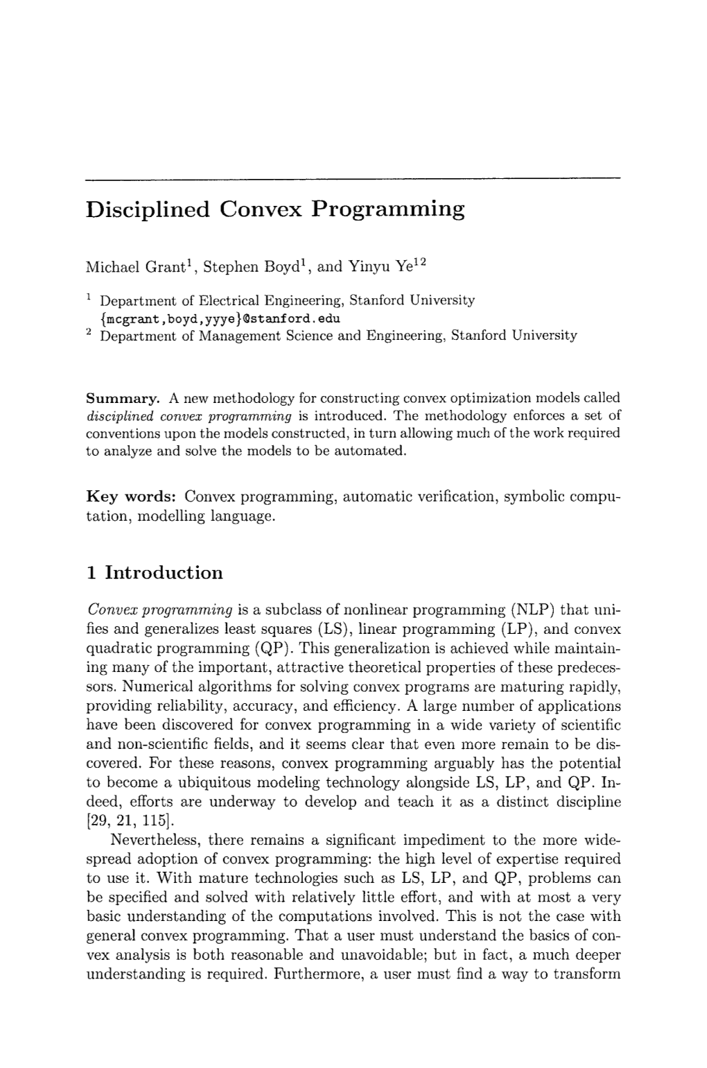 Disciplined Convex Programming