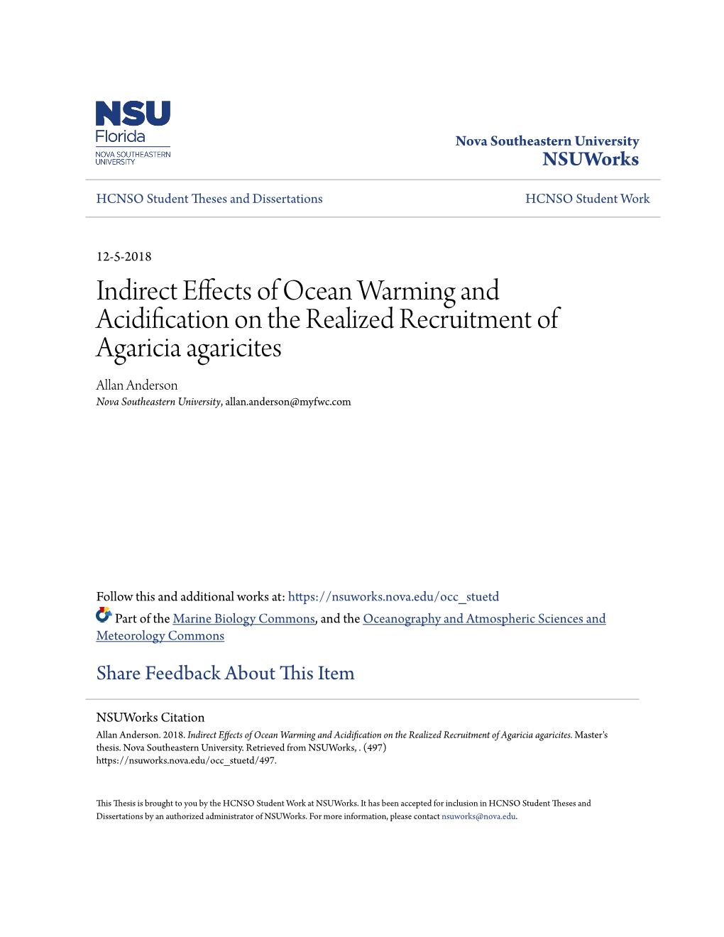 Indirect Effects of Ocean Warming and Acidification on the Realized
