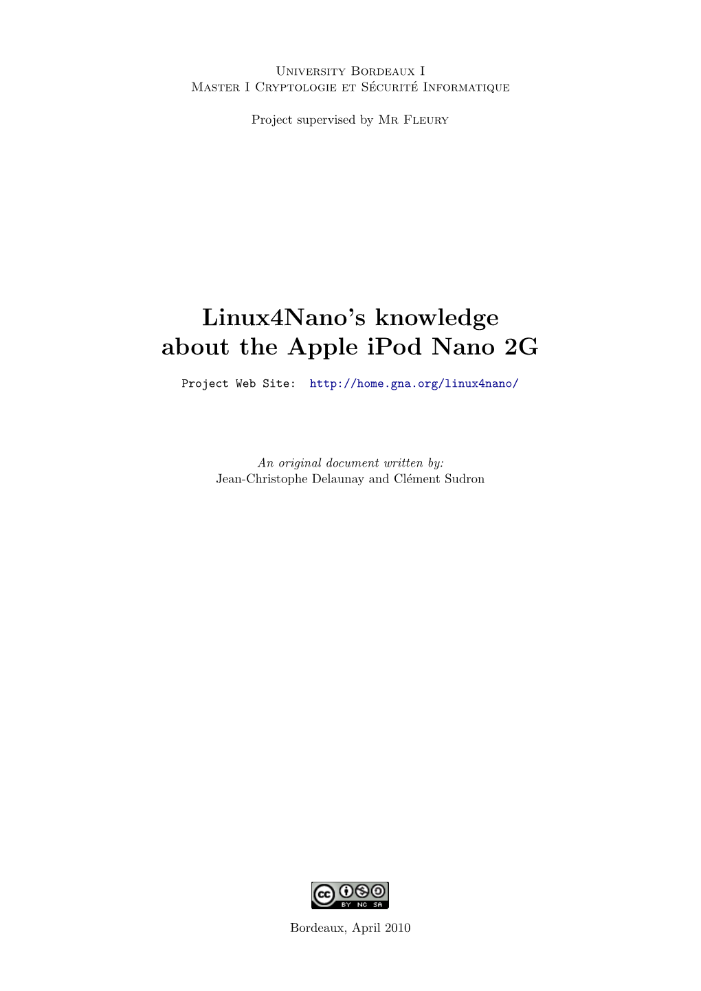 Linux4nano's Knowledge About the Apple Ipod Nano 2G