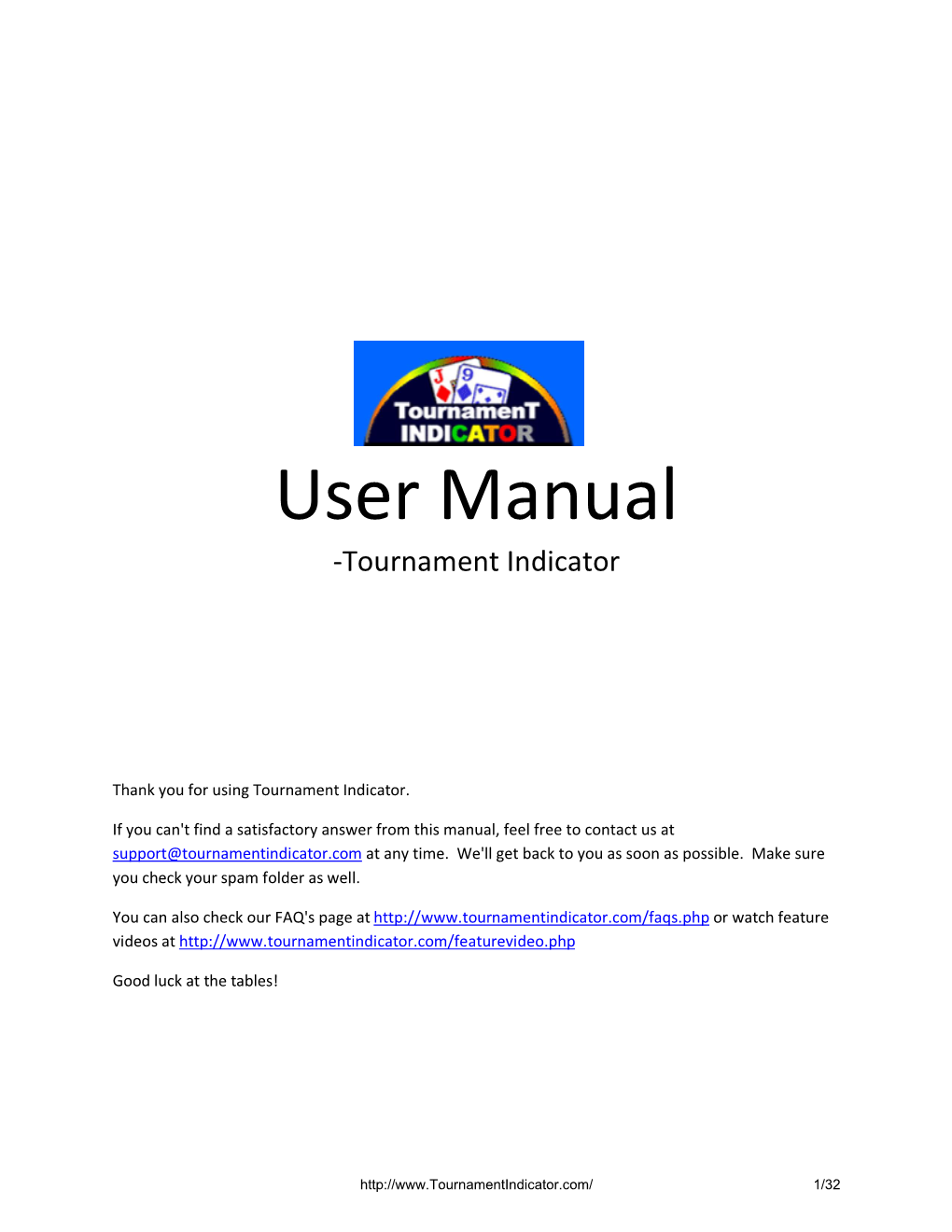 User Manual -Tournament Indicator