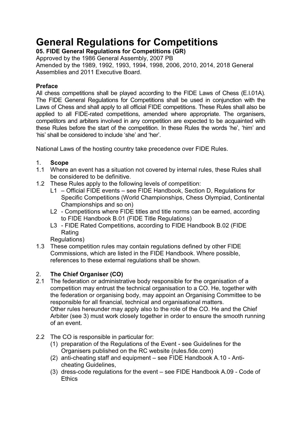 General Regulations for Competitions 05