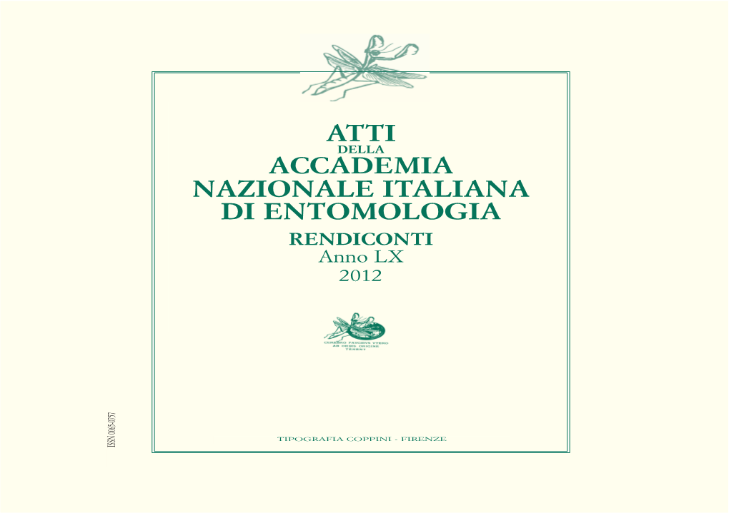 Atti Accademia Nazionale Italiana Di Entomologia Anno LX, 2012: 9-28