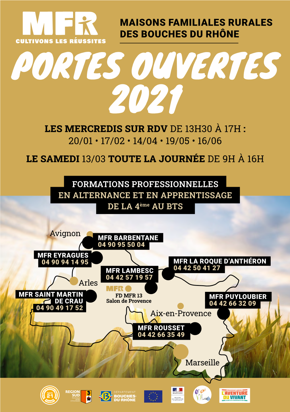 Portes Ouvertes 2021 Les Mercredis Sur Rdv De 13H30 À 17H : 20/01 • 17/02 • 14/04 • 19/05 • 16/06 Le Samedi 13/03 Toute La Journée De 9H À 16H