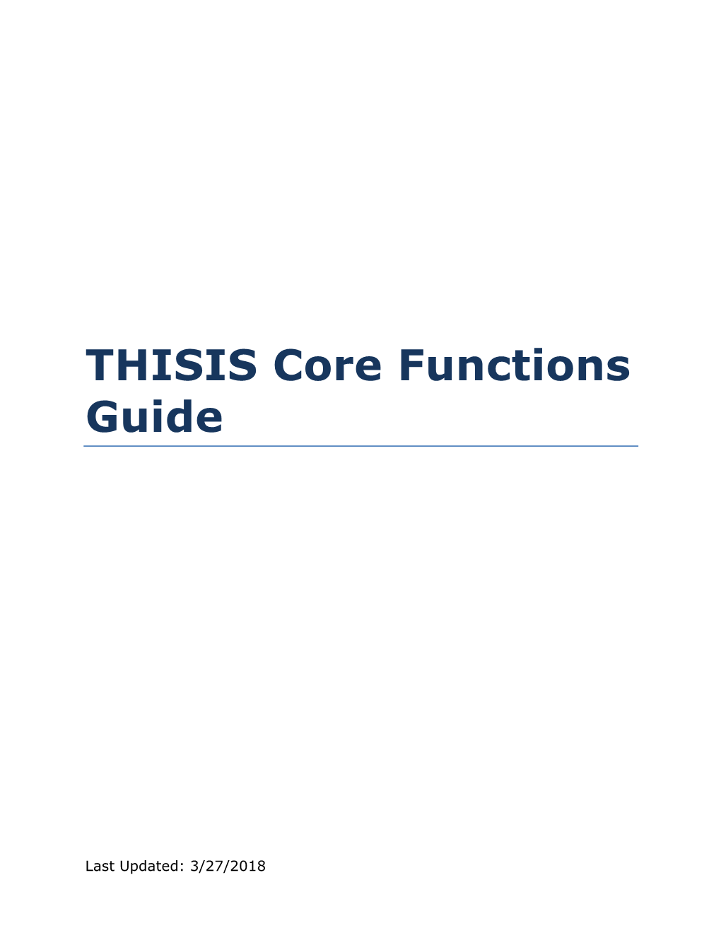 THISIS Core Functions Guide