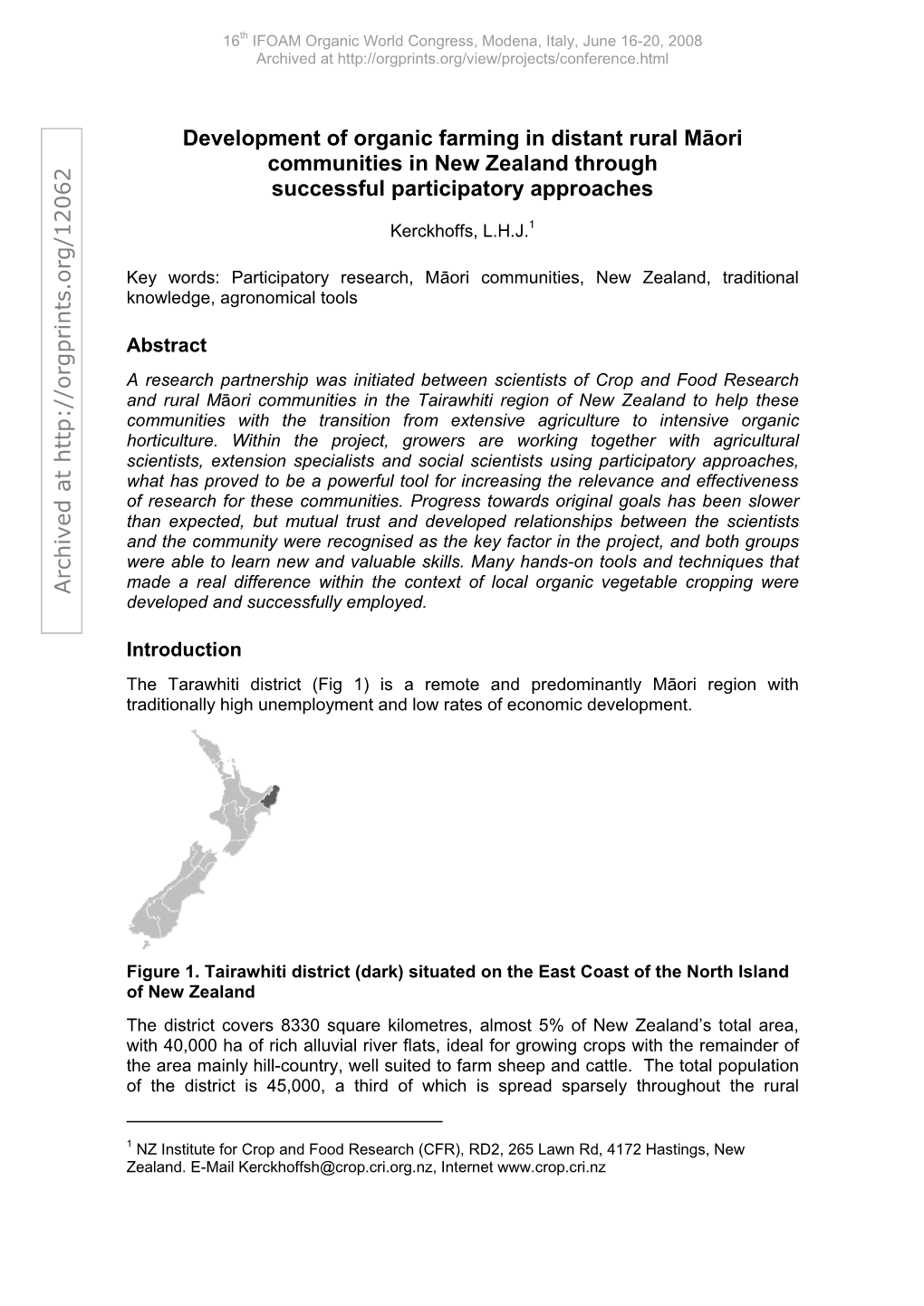 Development of Organic Farming in Distant Rural Māori Communities in New Zealand Through Successful Participatory Approaches