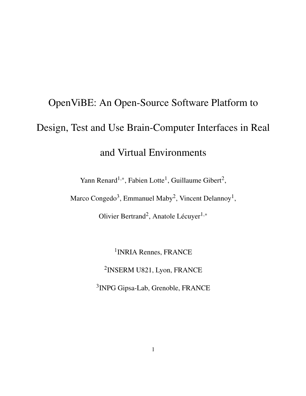 Openvibe: an Open-Source Software Platform to Design, Test And