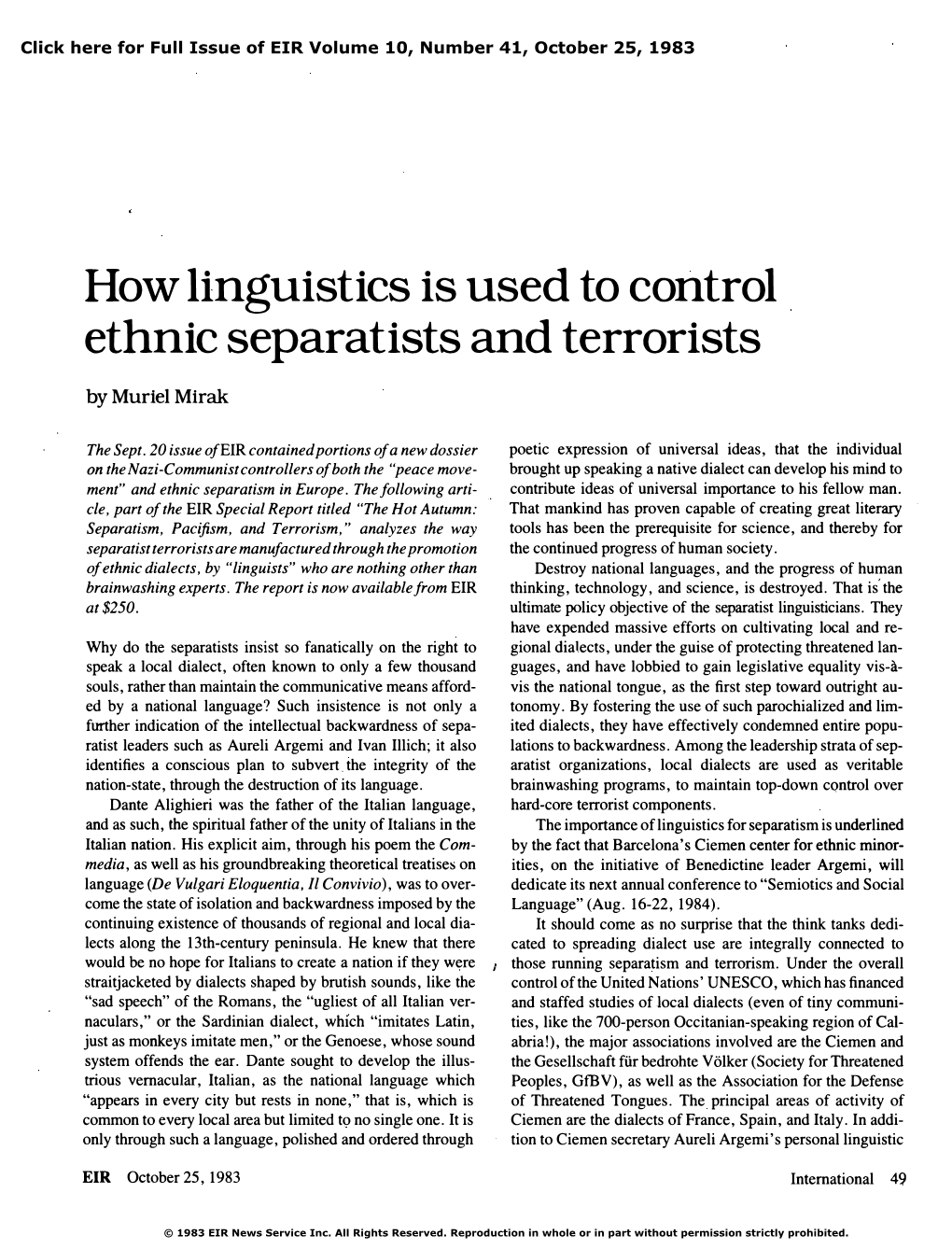 How Linguistics Is Used to Control Ethnic Separatists and Terrorists