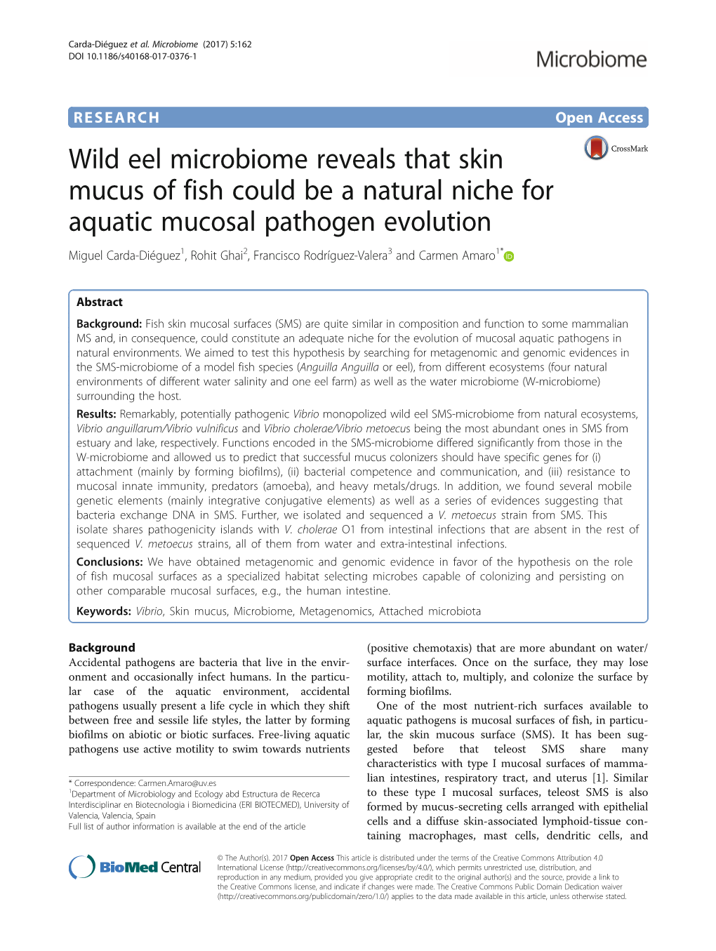 Wild Eel Microbiome Reveals That Skin Mucus of Fish Could Be a Natural