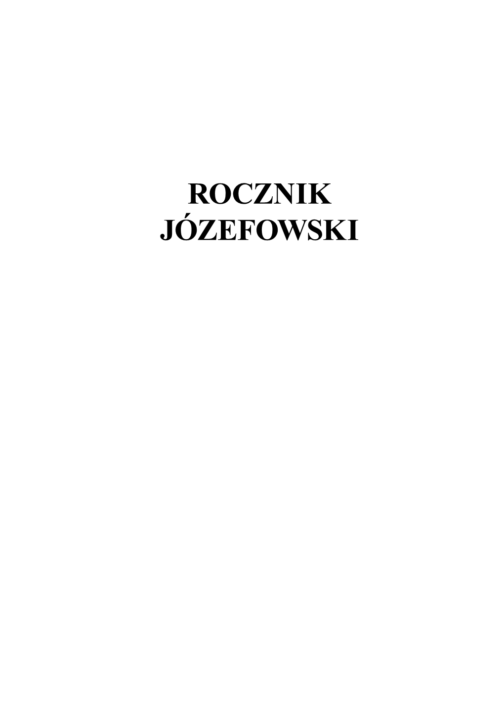 Rocznik Józefowski 2015