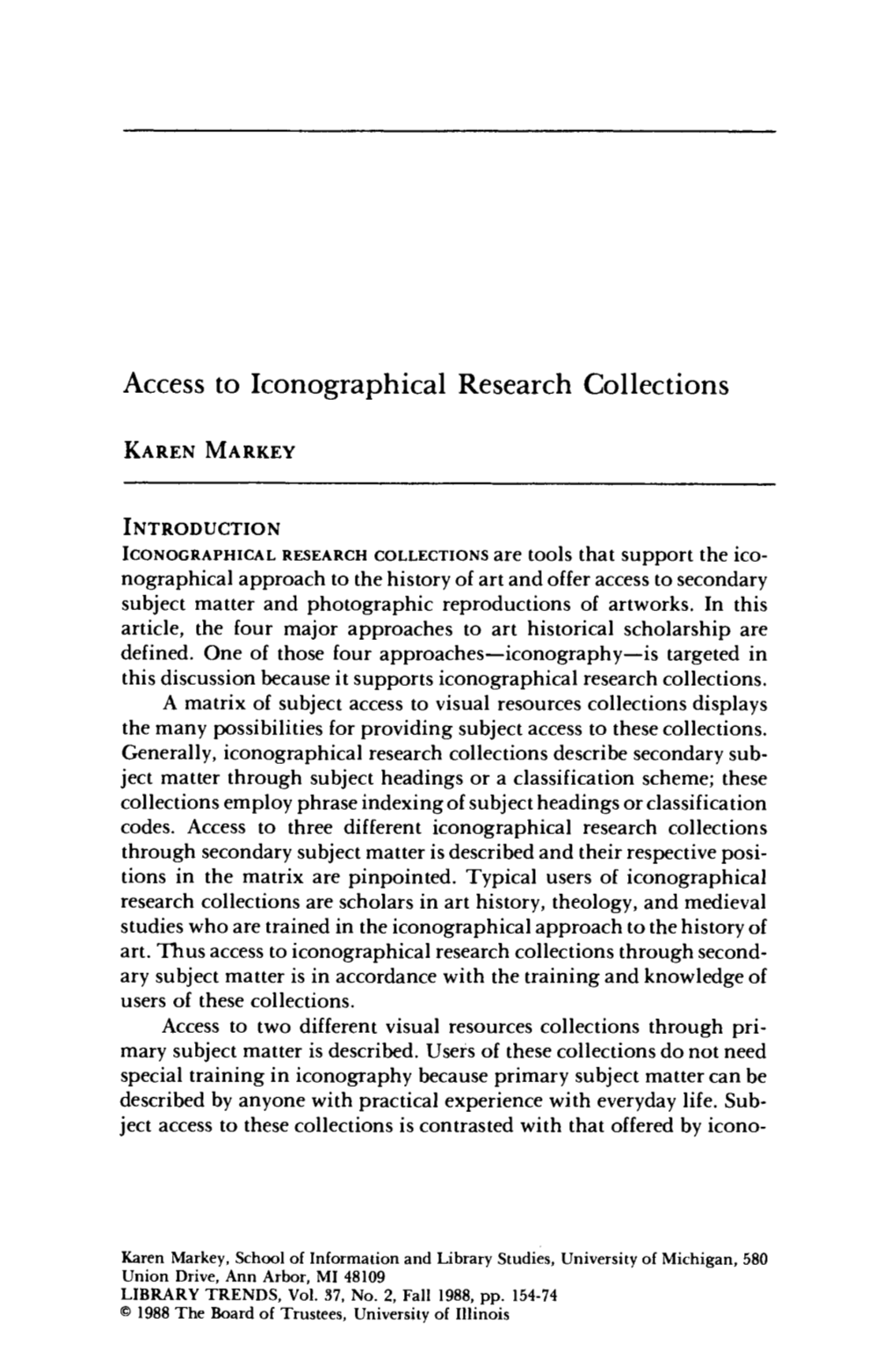 Access to Iconographical Research Collections