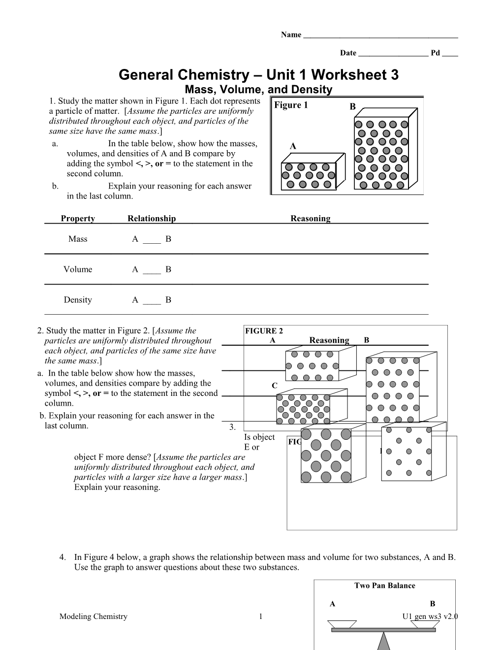 General Chemistry Unit 1 Worksheet 3