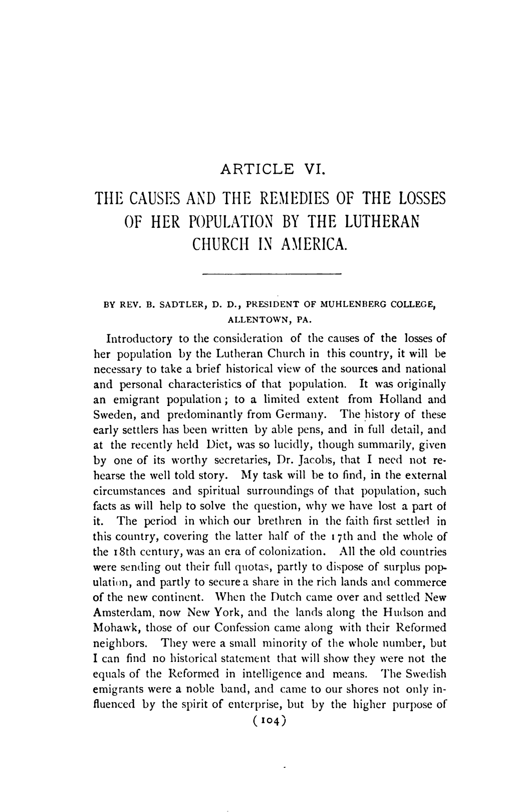 First-[Second] Free Lutheran Diet in America