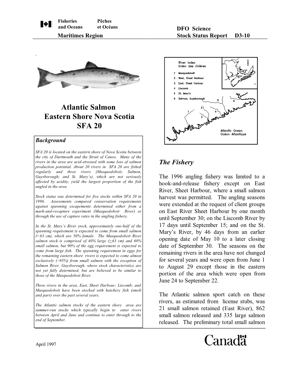 Atlantic Salmon Eastern Shore Nova Scotia SFA 20