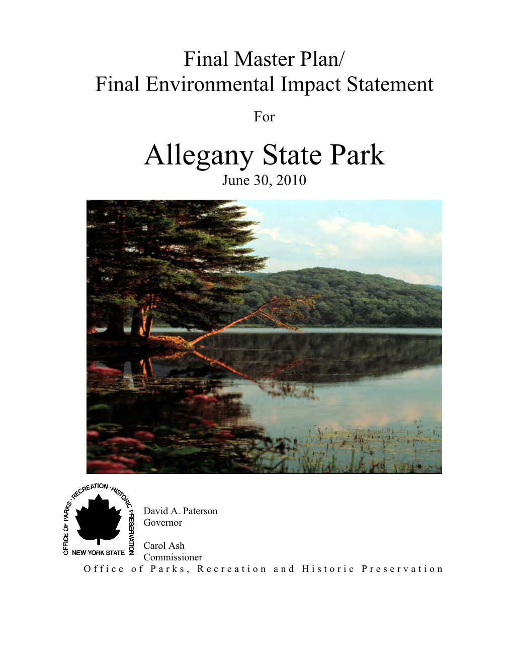Allegany Final Master Plan/Final Environmental Impact Statement