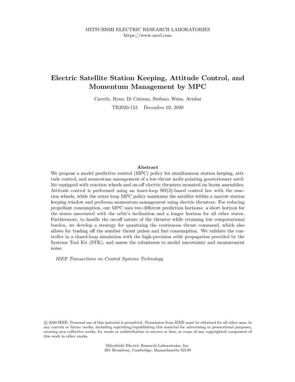 Electric Satellite Station Keeping, Attitude Control, and Momentum Management by MPC