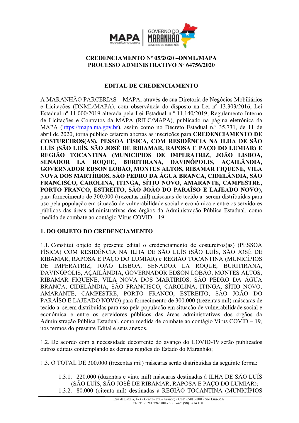 Anexo V Do Edital De Credenciamento Nº 05/2020