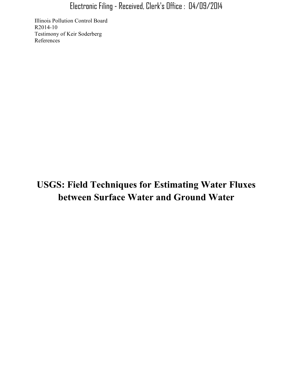 USGS: Field Techniques for Estimating Water Fluxes Between Surface Water and Ground Water