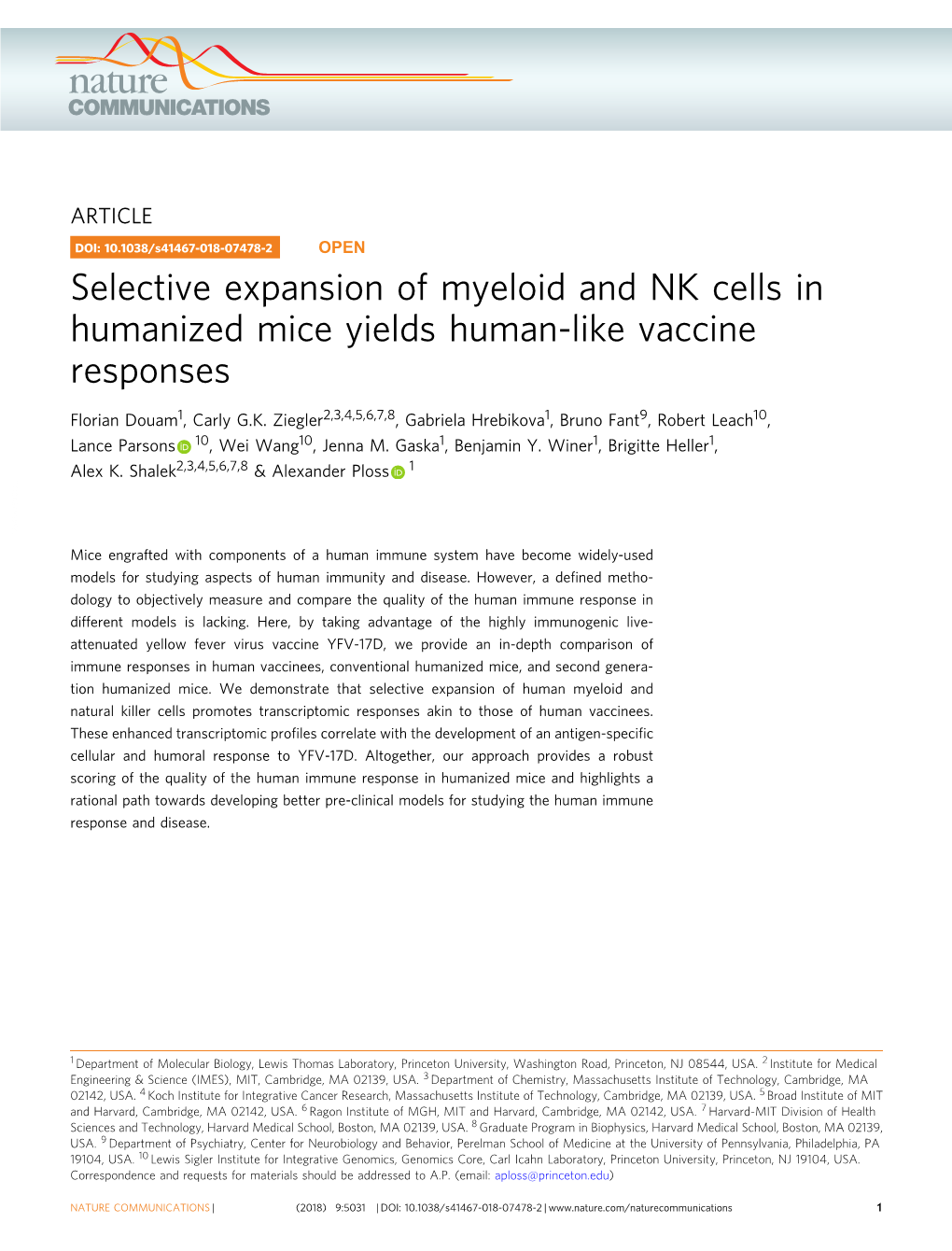 Selective Expansion of Myeloid and NK Cells in Humanized Mice Yields Human-Like Vaccine Responses