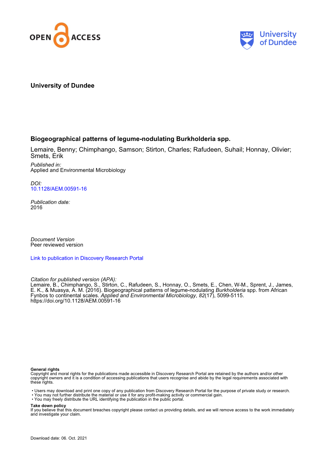 Biogeographical Patterns of Legume-Nodulating Burkholderia Spp