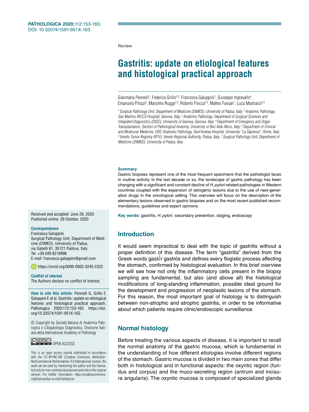 Gastritis: Update on Etiological Features and Histological Practical Approach