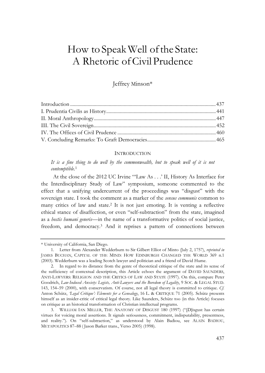 How to Speak Well of the State: a Rhetoric of Civil Prudence