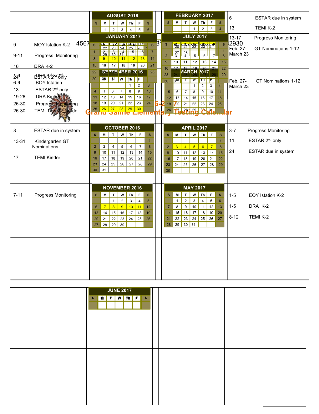 2016-17 School Calendar - Calendarlabs.Com s4