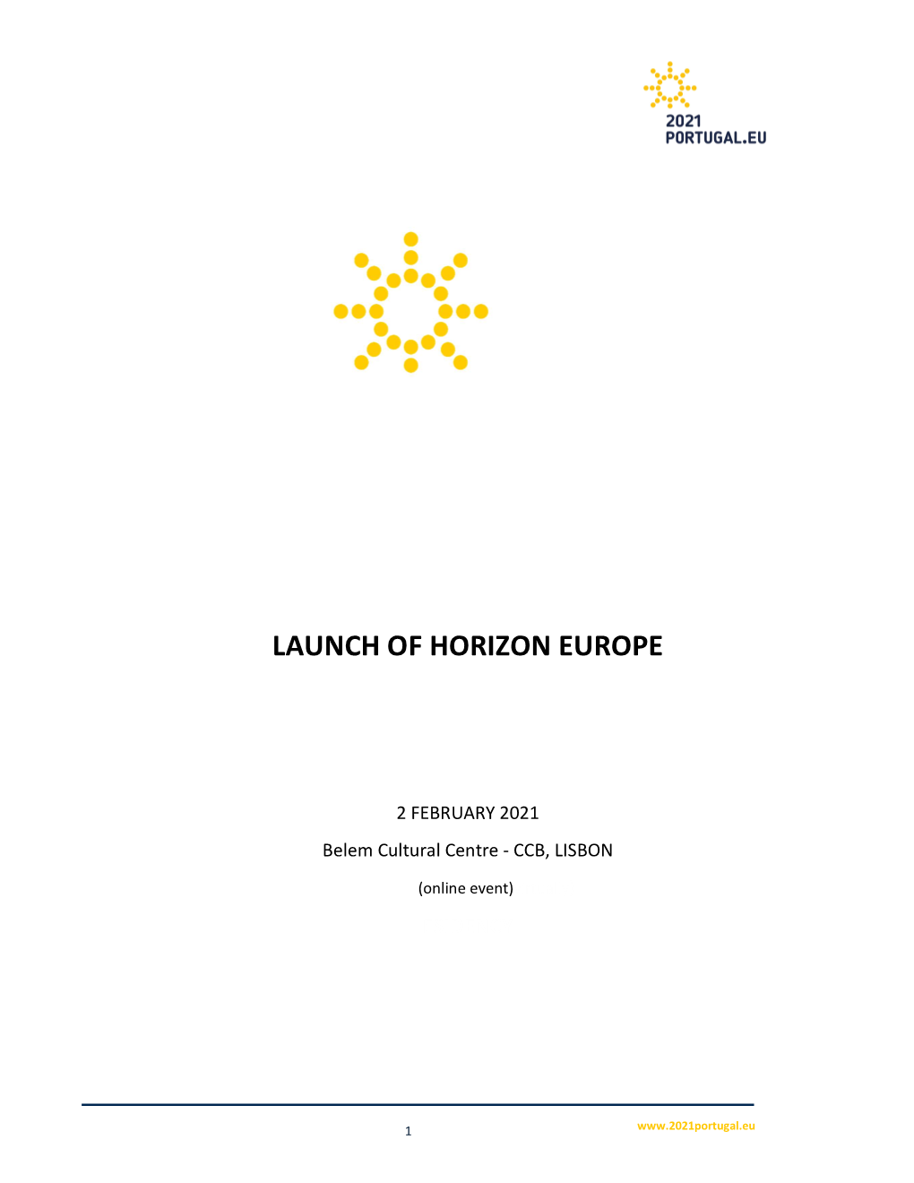 Launch of Horizon Europe