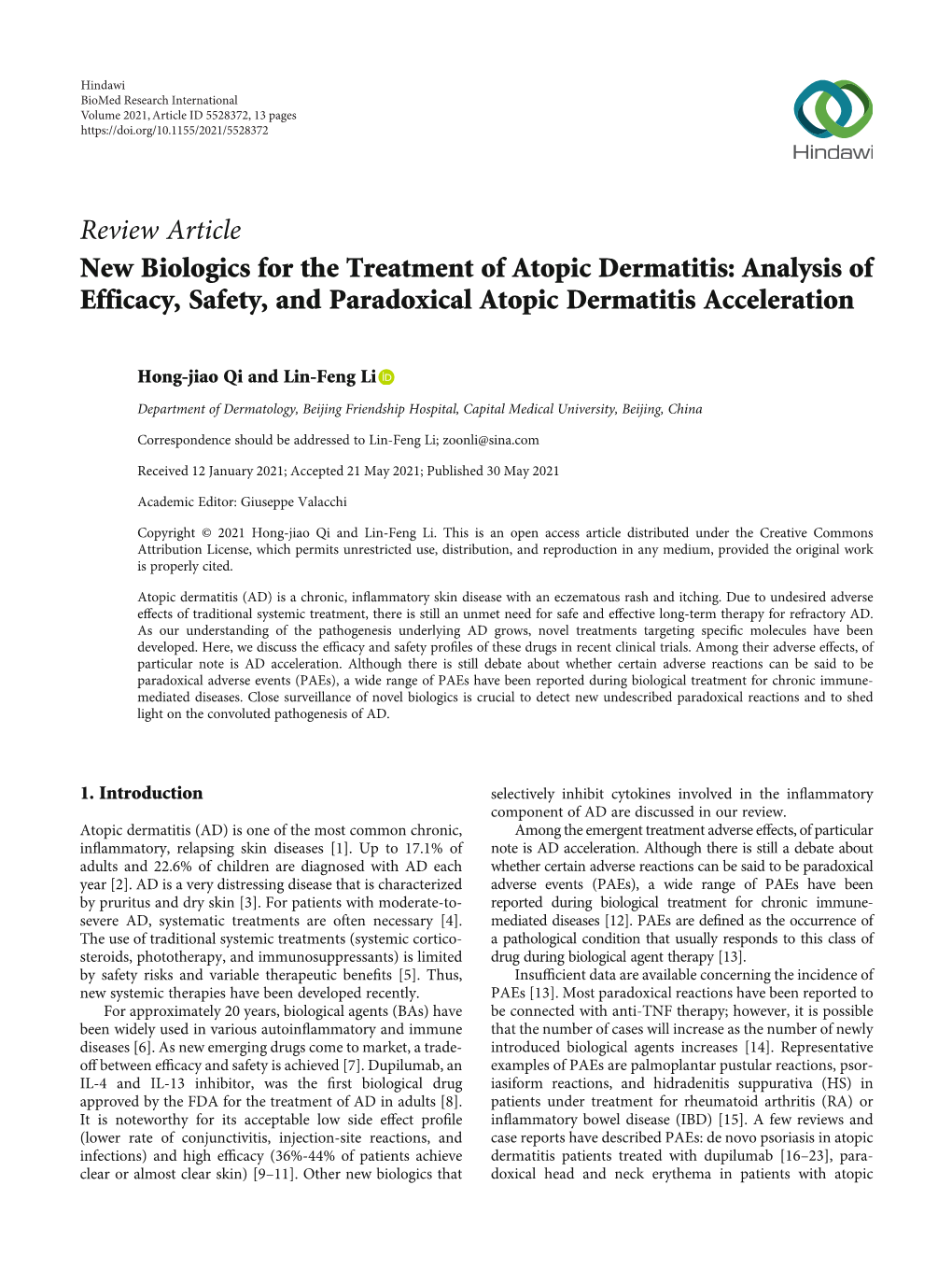 New Biologics for the Treatment of Atopic Dermatitis: Analysis of Efficacy, Safety, and Paradoxical Atopic Dermatitis Acceleration