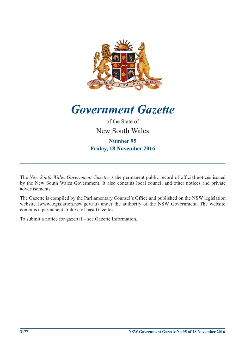 Government Gazette No 95 of 18 November 2016