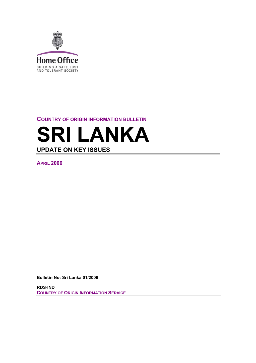 Sri Lanka Update on Key Issues