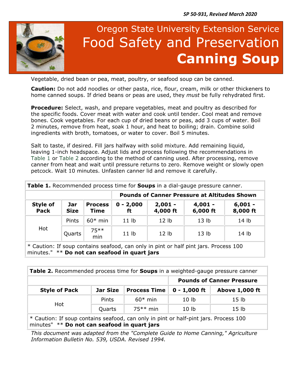 Food Safety and Preservation Canning Soup