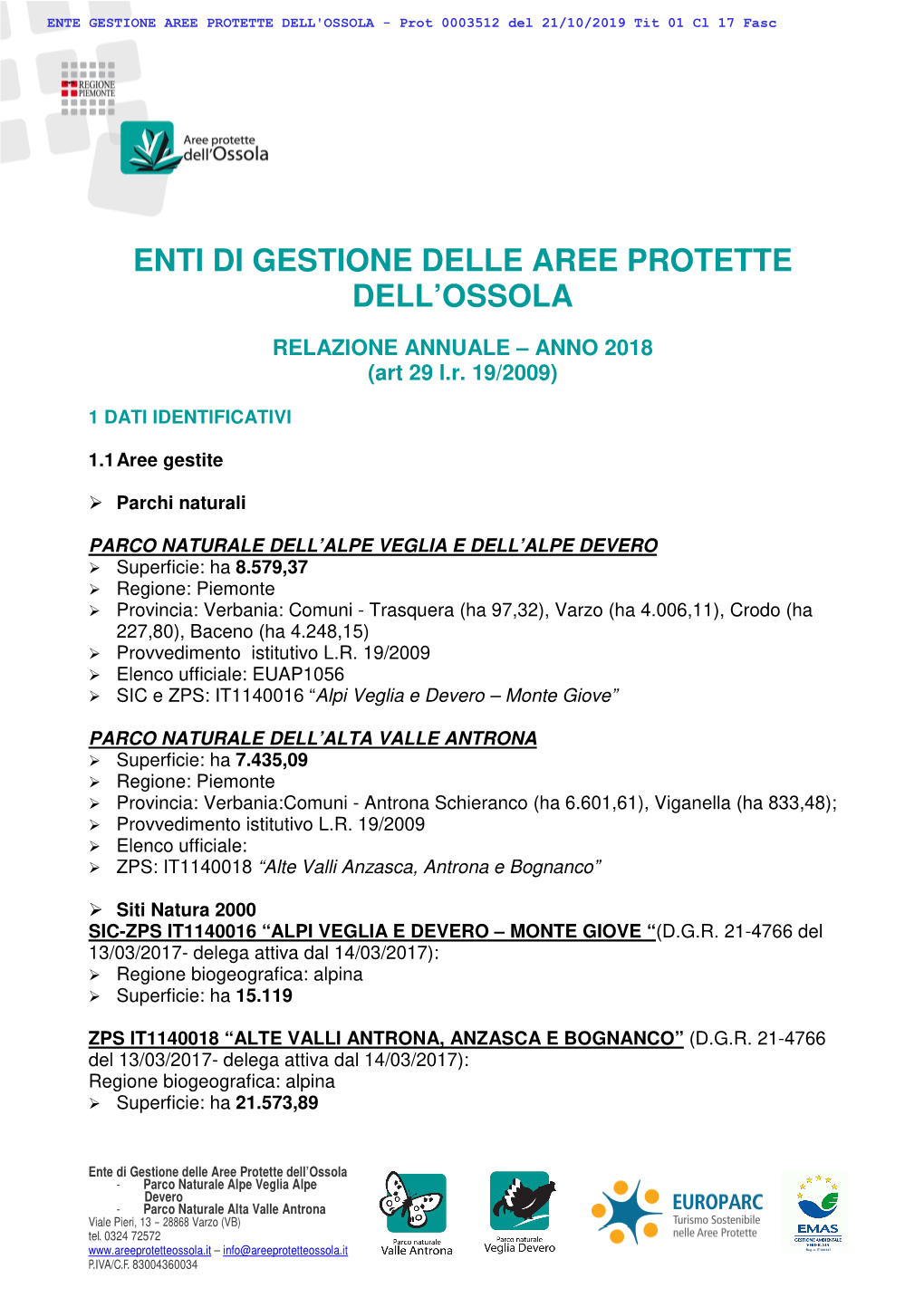 Enti Di Gestione Delle Aree Protette Dell'ossola