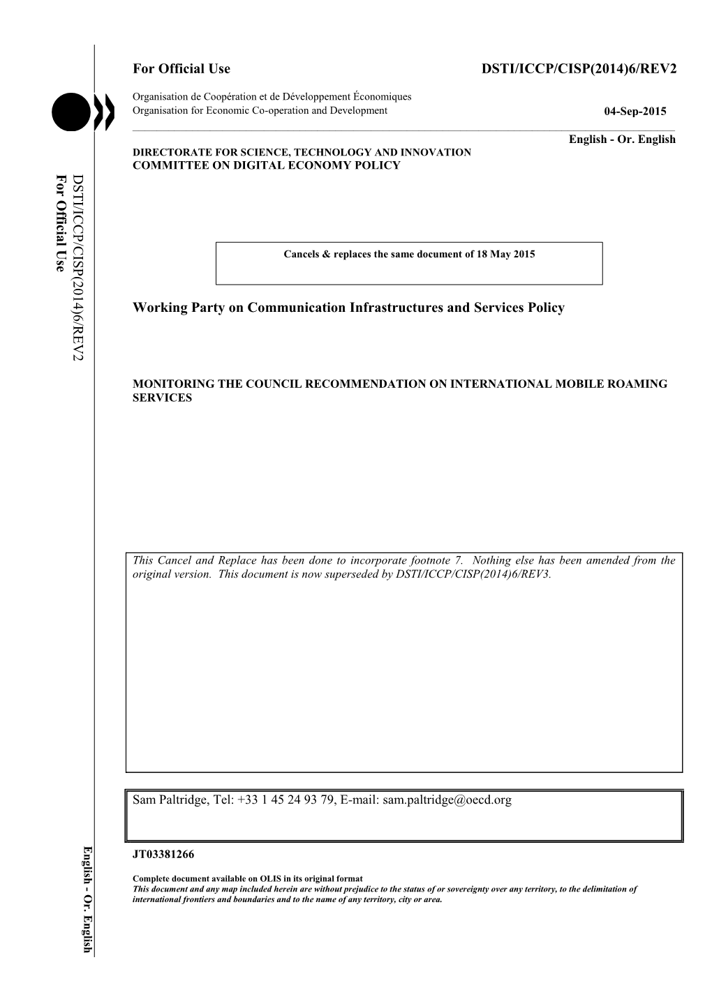 Dsti/Iccp/Cisp(2014)6/Rev2