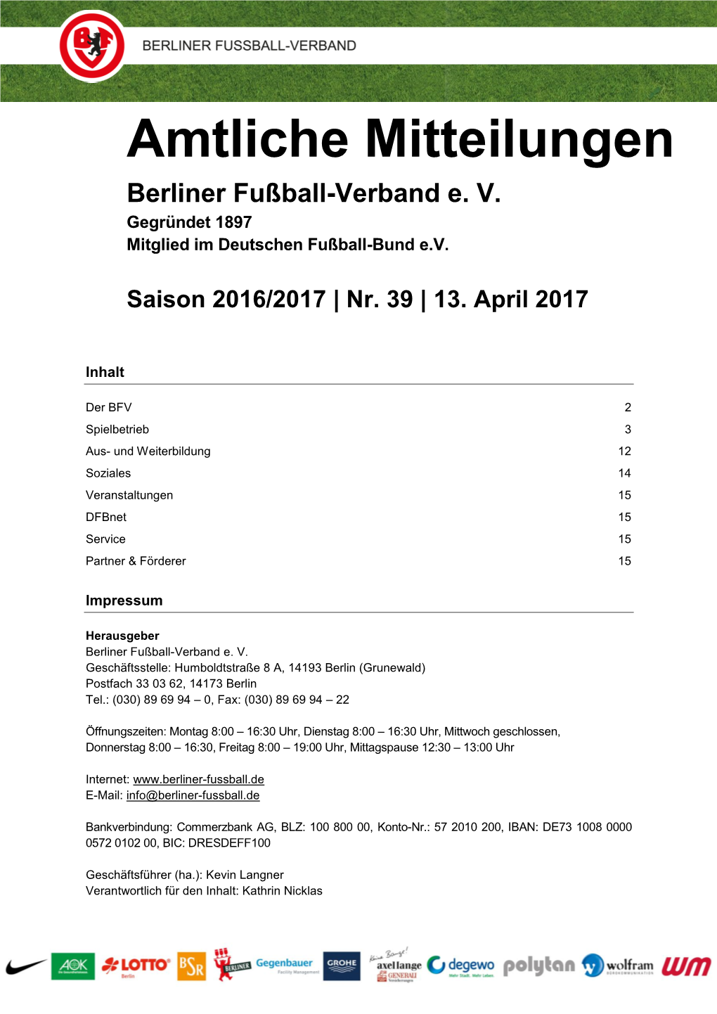 Amtliche Mitteilung Nr. 39 • 2016/2017 • 13