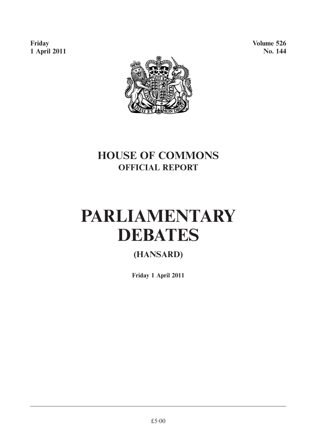 Parliamentary Debates (Hansard)