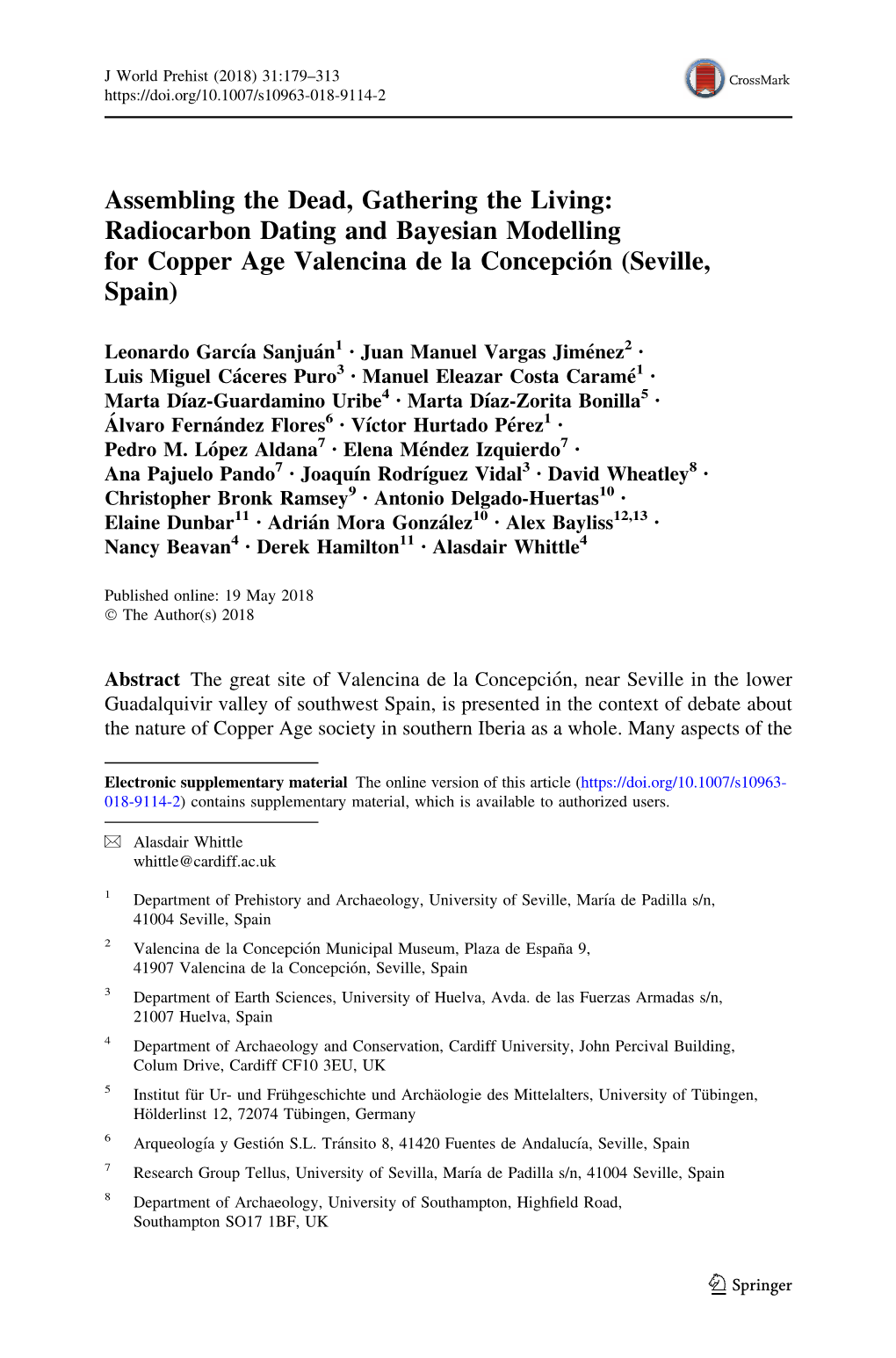 Radiocarbon Dating and Bayesian Modelling for Copper Age Valencina De La Concepcio´N (Seville, Spain)