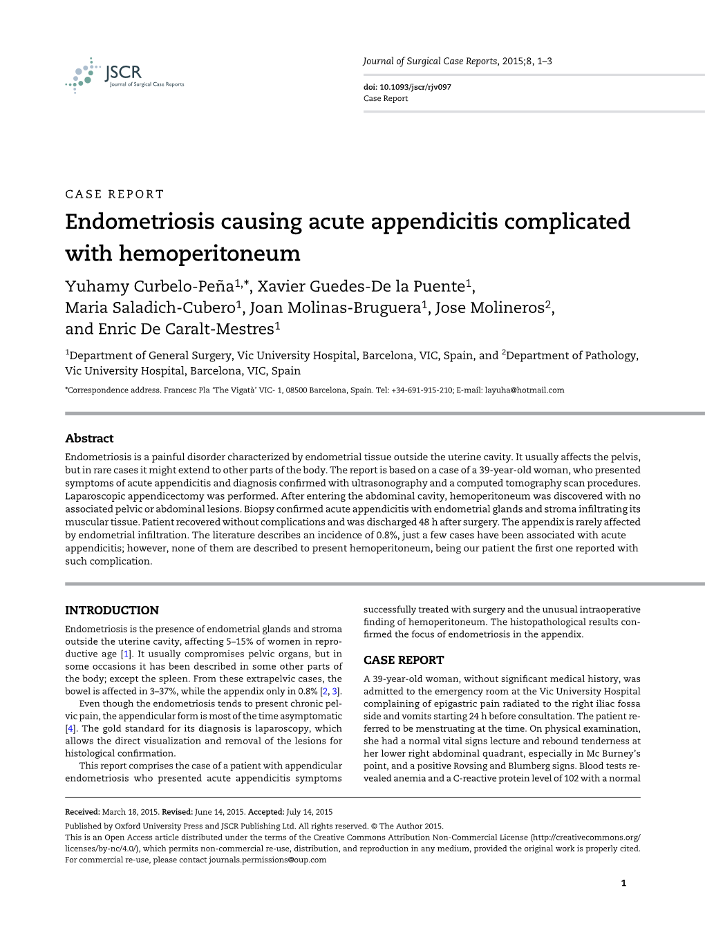 Endometriosis Causing Acute Appendicitis Complicated With