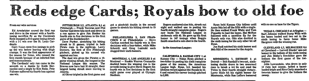 Cramps. It Was the First Appearance of the Cardinals' Only Run Came in the Pittsburgh Frank Taveras and Phil Streak to 21 Games